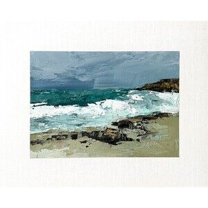 8x10 Maine Original Oil Painting Seascape King Tide Beach Coastal Art Signed